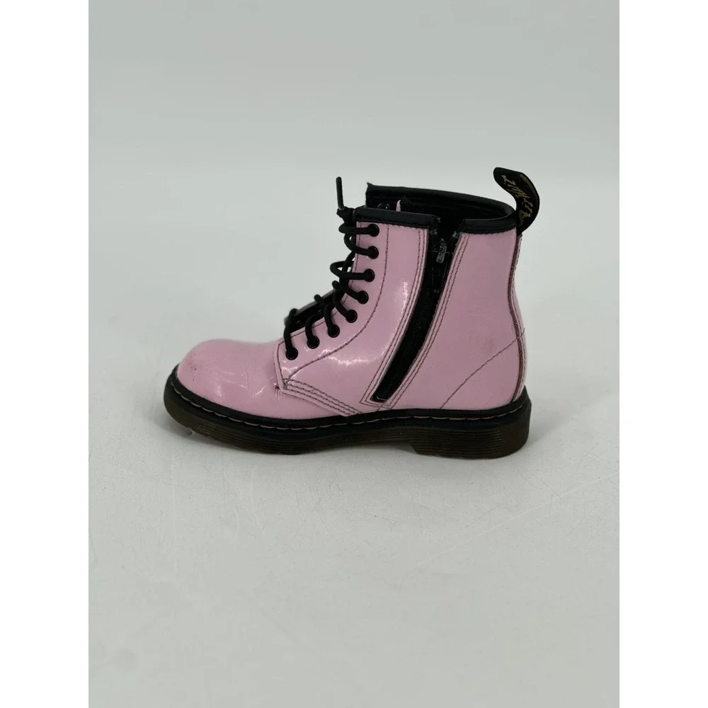 Dr Marten's 1460 Boot Kids Sz 9 Light Pink Lace‎ Up Edgy Combat Patent Leather